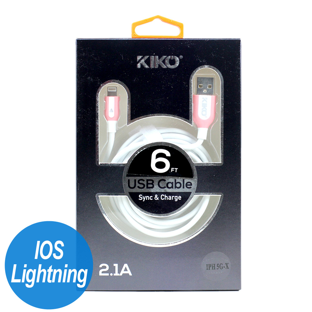 IOS Lightning iPHONE 2.1A Strong USB Cable with Premium Package 6FT (Pink)